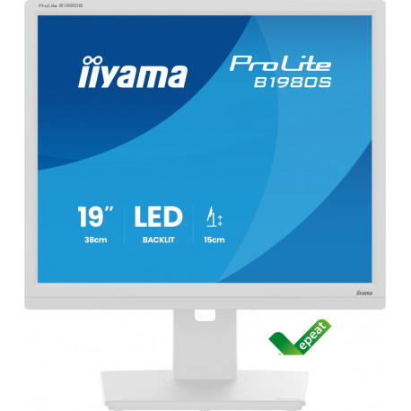 iiyama ProLite B1980S-W1 - LED monitor - 19" - 1280 x 1024 @ 75 Hz - TN - 250 cd/m² - 1000:1 - 3 ms - HDMI, DisplayPort - speakers - white, matte - 8