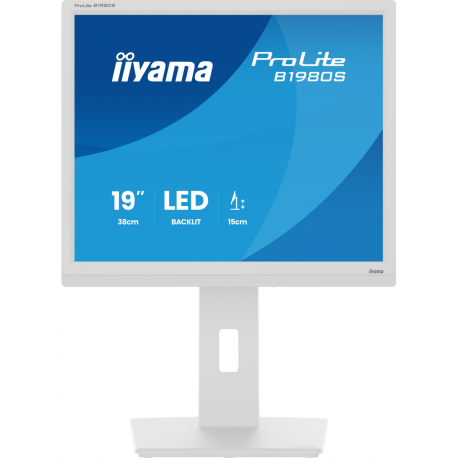 iiyama ProLite B1980S-W1 - LED monitor - 19" - 1280 x 1024 @ 75 Hz - TN - 250 cd/m² - 1000:1 - 3 ms - HDMI, DisplayPort - speakers - white, matte - 12