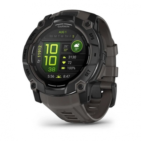 Garmin Instinct 3 AMOLED - 50 mm - black fibre-reinforced polymer - Yes smart watch with band - silicone - charcoal - display 1.3" - 4 GB - Bluetooth, ANT+ - 59 g - 0