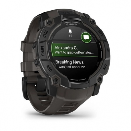 Garmin Instinct 3 AMOLED - 50 mm - black fibre-reinforced polymer - Yes smart watch with band - silicone - charcoal - display 1.3" - 4 GB - Bluetooth, ANT+ - 59 g - 2
