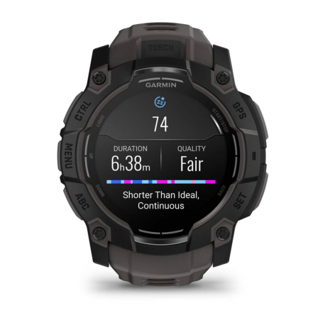 Garmin Instinct 3 AMOLED - 50 mm - black fibre-reinforced polymer - Yes smart watch with band - silicone - charcoal - display 1.3" - 4 GB - Bluetooth, ANT+ - 59 g - 13