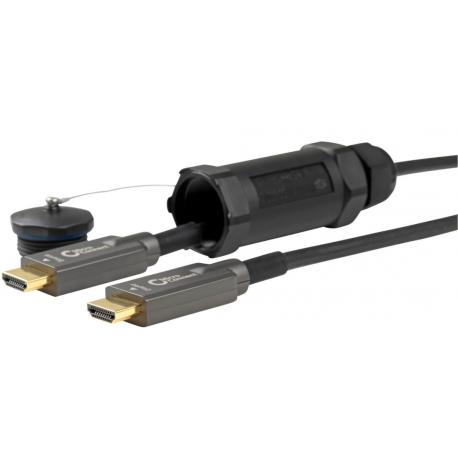 MicroConnect Premium - HDMI cable - HDMI male protective cap to HDMI male protective cap - 50 m - hybrid copper/fibre optic - black - 1080p support, hybrid active optical cable, Dolby TrueHD support, 4K60Hz (4096 x 2160) support - 0