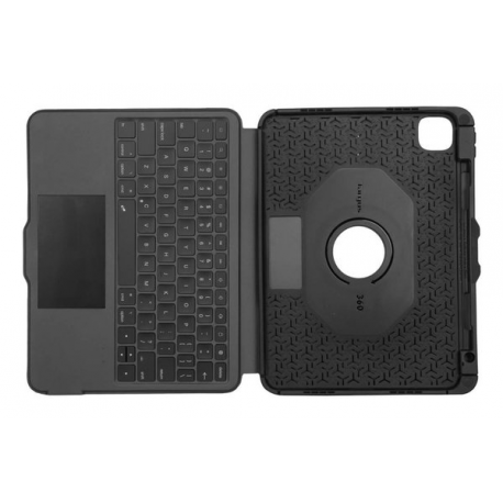Targus Versavu - Keyboard and folio case - with trackpad - backlit - wireless - Bluetooth 5.0 - QWERTY - Nordic - black - 8