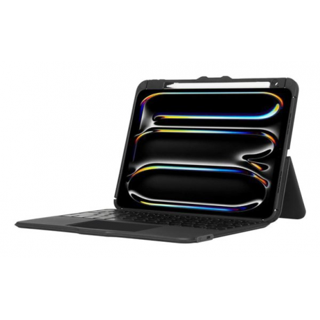 Targus Versavu - Keyboard and folio case - with trackpad - backlit - wireless - Bluetooth 5.0 - QWERTY - Nordic - black - 10