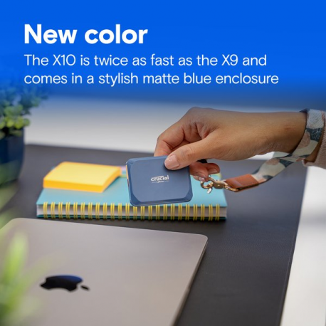 Crucial X10 - SSD - encrypted - 4 TB - external (portable) - USB 3.2 Gen 2x2 (USB-C connector) - 256-bit AES - matte blue - 5
