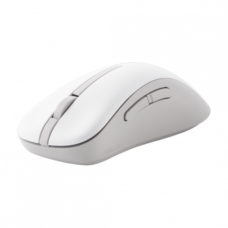ASUS MD102 - Mouse - ergonomic - optical - 5 buttons - wireless - Bluetooth, 2.4 GHz - USB wireless receiver - white - 1