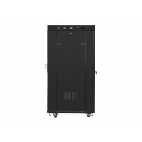 Lanberg FF01 series - Rack cabinet - 800 x 800, flat pack, with glass door, LCD - with LCD screen, thermostat, 4 cooling fans - free-standing - black, RAL 9004 - 22U - 19" - 2