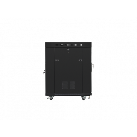Lanberg FF01 series - Rack cabinet - 800 x 1000, flat pack, with glass door, LCD - with 6 cooling fans, LCD screen, thermostat - free-standing - black, RAL 9004 - 15U - 19" - 3