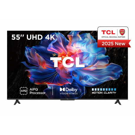 TCL 55V6C - 55" Diagonal Class (54.5" viewable) - V6C Series LED-backlit LCD TV - Smart TV - Google TV - 4K UHD (2160p) 3840 x 2160 - HDR - brushed metal - 0