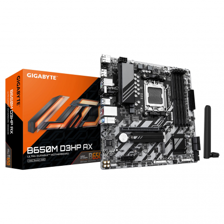Gigabyte B650M D3HP AX - 1.0 - motherboard - micro ATX - Socket AM5 - AMD B650 Chipset - USB 3.2 Gen 1, USB-C 3.2 Gen 1 - 2.5 Gigabit LAN, Wi-Fi 6E, Bluetooth - onboard graphics (CPU required) - HD Audio (8-channel) - 0