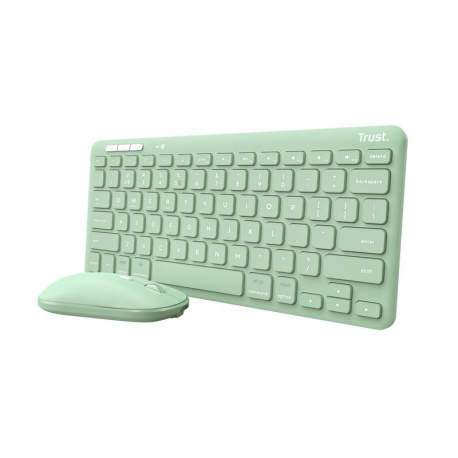 Trust Lyra Multi-Device - Keyboard and mouse set - Bluetooth, 2.4 GHz - QWERTY - US - green - box - 0