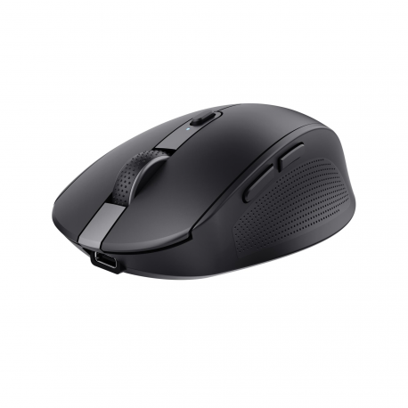 Trust Ozaa - Mouse - multi-device - right-handed - optical - 6 buttons - wireless - 2.4 GHz, Bluetooth - USB wireless receiver - black - 0