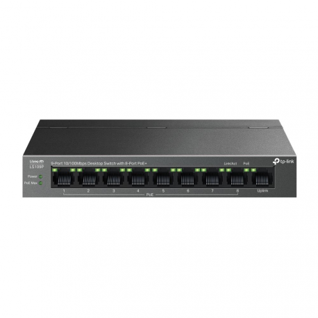 TP-Link LiteWave LS109P V1 - Switch - 8 x 10 / 100 (PoE+) + 1 x 10 / 100 - desktop, wall-mountable - PoE+ (63 W) - 0
