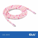 Club 3D - USB cable - 24 pin USB-C (M) to 24 pin USB-C (M) - 20 V - 3 A - 2 m - beaded cable - pink