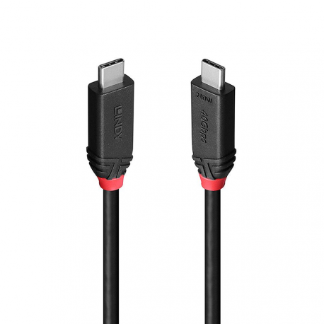 Lindy Black Line - USB cable - 24 pin USB-C (M) to 24 pin USB-C (M) - USB 2.0 / USB 3.2 / USB4 Gen 3x2 / Thunderbolt 3 - 5 A - 50 cm - round, 4K60Hz (3840 x 2160) support, 8K60Hz (7680 x 4320) support, USB Power Delivery (240W) - black - 0