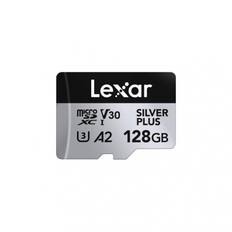 Lexar Professional SILVER PLUS - Flash memory card - 128 GB - A2 / Video Class V30 / UHS-I U3 - microSDXC UHS-I - 0