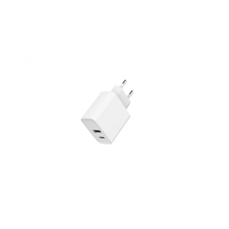 Gembird - Power adapter - 20 Watt - 3.4 A - PD, QC 3.0 - 2 output connectors (USB, 24 pin USB-C) - white - 0