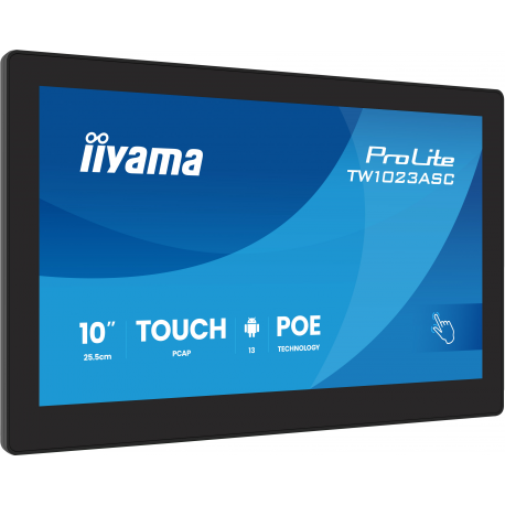 iiyama ProLite TW1023ASC-B3P - Android PC - touch panel PC 1 RK3568 / up to 2 GHz - RAM 4 GB - SSD - eMMC 32 GB - Mali-G52 - Bluetooth 5.2, Gigabit Ethernet - Android 13 - monitor: LED 10.1" 1280 x 800 (WXGA) touchscreen - black, matte - 0