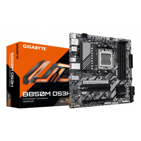 Gigabyte B850M DS3H - Motherboard - micro ATX - Socket AM5 - AMD B850 Chipset - USB-C 3.2 Gen 1, USB 3.2 Gen 2, USB 3.2 Gen 1 - 2.5 Gigabit LAN - onboard graphics (CPU required) - HD Audio (8-channel) - 0