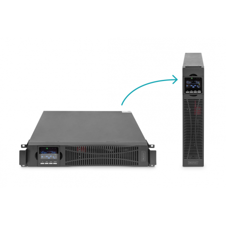 DIGITUS DN-170093 - UPS (rack-mountable / external) - online - AC 208 / 220 / 230 / 240 V - 1000 Watt - 1000 VA - 1-phase - 2 x battery - 9 Ah - 9 Ah - RS-232, USB - output connectors: 8 - 2U - 19" - 0