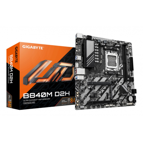 Gigabyte B840M D2H - Motherboard - micro ATX - Socket AM5 - AMD B840 Chipset - USB 3.2 Gen 1 - 2.5 Gigabit LAN - onboard graphics (CPU required) - HD Audio (8-channel) - 0