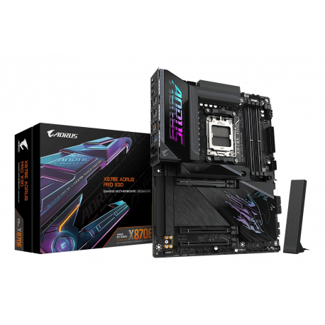 AORUS X870E PRO X3D - Motherboard - ATX - Socket AM5 - AMD X870E Chipset - USB-C 3.2 Gen 2x2, USB4, USB 3.2 Gen 1, USB 3.2 Gen 2, USB-C 3.2 Gen2 - 5 Gigabit Ethernet, Wi-Fi 7, Bluetooth - onboard graphics (CPU required) - HD Audio (8-channel) - 0