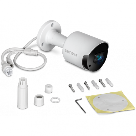TRENDnet TV-IP1514PI - Network surveillance camera - bullet - outdoor, indoor - weatherproof - colour (Day&Night) - 5 MP - 2592 x 1920 - fixed focal - audio - LAN 10 / 100 - MJPEG, H.264, H.265 - DC 12 V / PoE - TAA Compliant - 9
