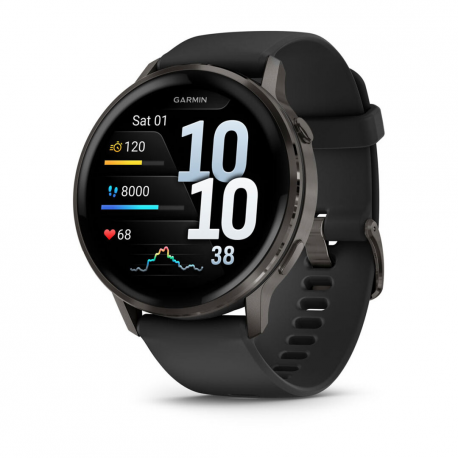 Garmin Venu 4 - 45 mm - slate - smart watch with band - silicone - black - wrist size: 135-200 mm - display 1.4" - 8 GB - Bluetooth, ANT+, Wi-Fi - 38 g - 0