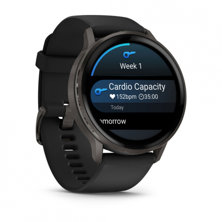 Garmin Venu 4 - 45 mm - slate - smart watch with band - silicone - black - wrist size: 135-200 mm - display 1.4" - 8 GB - Bluetooth, ANT+, Wi-Fi - 38 g - 2