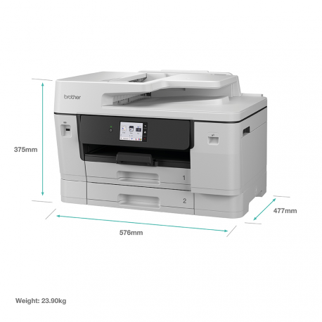 Brother MFC-J6960DW - Multifunction printer - colour - ink-jet - A3 (297 x 420 mm) (original) - A3 / Ledger (media) - up to 25 ppm (copying) - up to 31 ppm (printing) - 500 sheets - 33.6 Kbps - USB 2.0, LAN, Wi-Fi(n), USB 2.0 host - 4