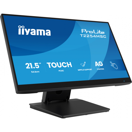 iiyama ProLite T2254MSC-B2AG - LED monitor - 21.5" (18.7" viewable) - touchscreen - 1920 x 1080 Full HD (1080p) @ 100 Hz - IPS - 300 cd / m² - 1300:1 - 4 ms - HDMI, DisplayPort - speakers - black - 0