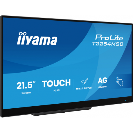 iiyama ProLite T2254MSC-B2AG - LED monitor - 21.5" (18.7" viewable) - touchscreen - 1920 x 1080 Full HD (1080p) @ 100 Hz - IPS - 300 cd / m² - 1300:1 - 4 ms - HDMI, DisplayPort - speakers - black - 5