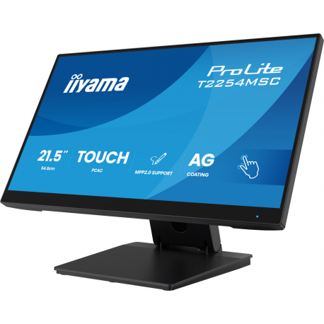 iiyama ProLite T2254MSC-B2AG - LED monitor - 21.5" (18.7" viewable) - touchscreen - 1920 x 1080 Full HD (1080p) @ 100 Hz - IPS - 300 cd / m² - 1300:1 - 4 ms - HDMI, DisplayPort - speakers - black - 8