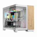 CORSAIR 2500X - Mid tower - micro ATX - windowed side panel (tempered glass) - no power supply (ATX) - white, bamboo wood - USB / Audio