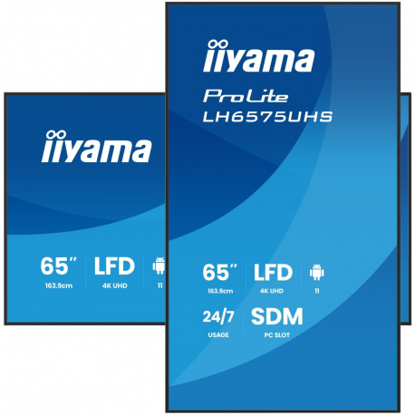 iiyama ProLite LH6575UHS-B2AG - 65" Diagonal Class (64.5" viewable) LED-backlit LCD display - digital signage - with built-in media player, SDM Slot PC - 4K UHD (2160p) 3840 x 2160 - black (bezel), matte finish - 2