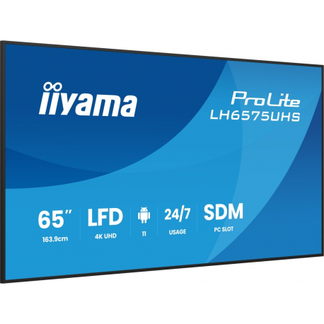 iiyama ProLite LH6575UHS-B2AG - 65" Diagonal Class (64.5" viewable) LED-backlit LCD display - digital signage - with built-in media player, SDM Slot PC - 4K UHD (2160p) 3840 x 2160 - black (bezel), matte finish - 3