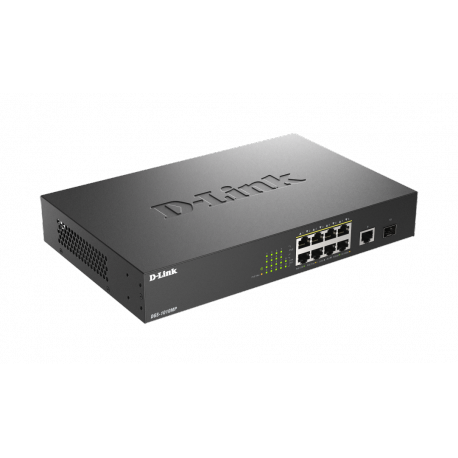 D-Link DGS 1010MP - Switch - unmanaged - 8 x 10 / 100 / 1000 (PoE+) + 1 x 10 / 100 / 1000 (uplink) + 1 x 1000Base-X SFP (uplink) - desktop, rack-mountable - PoE+ (125 W) - 1