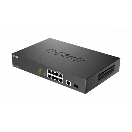 D-Link DGS 1010MP - Switch - unmanaged - 8 x 10 / 100 / 1000 (PoE+) + 1 x 10 / 100 / 1000 (uplink) + 1 x 1000Base-X SFP (uplink) - desktop, rack-mountable - PoE+ (125 W) - 2