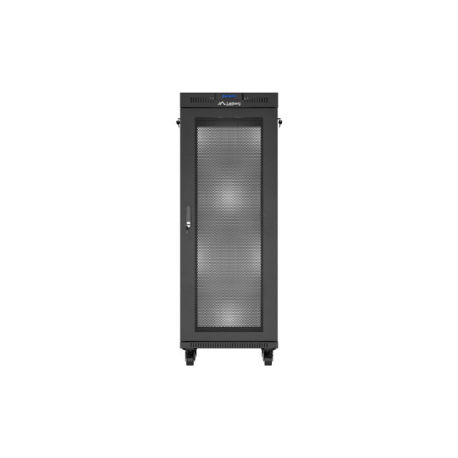 Lanberg FF01 series - Rack cabinet - 600 x 600, flat pack, with mesh door, LCD - with LCD screen, thermostat, 2 cooling fans - free-standing, floor-standing - black, RAL 9004 - 32U - 19" - 1