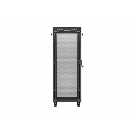 Lanberg FF01 series - Rack - 600 x 1000, flat pack, with mesh door, LCD - with thermostat, LCD screen, 6 cooling fans - free-standing - black, RAL 9004 - 32U - 19" - 6