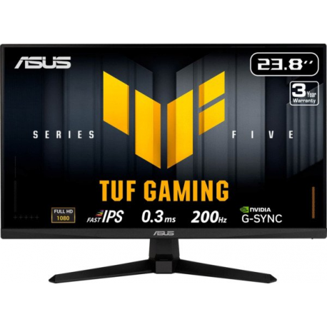 ASUS TUF Gaming VG249Q5A - 5 Series - LED monitor - gaming - 24" (23.8" viewable) - 1920 x 1080 Full HD (1080p) @ 200 Hz - Fast IPS - 300 cd/m² - 1000:1 - 0.3 ms - 2xHDMI, DisplayPort - speakers - black - 0