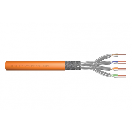 DIGITUS - Bulk cable - 250 m - 5 mm - SFTP, PiMF - CAT 7 - IEEE 802.3an / IEEE 802.5 - halogen-free, riser, solid, campus - orange, RAL 2000 - 0