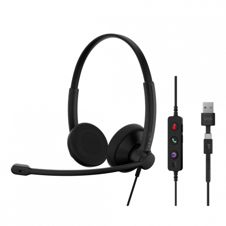 EPOS IMPACT 100 Series - Headset - on-ear - wired - USB-A, USB-C - black - Certified for Microsoft Teams - 7