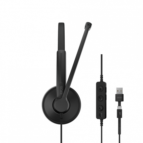 EPOS IMPACT 100 Series - Headset - on-ear - wired - USB-A, USB-C - black - Certified for Microsoft Teams - 11