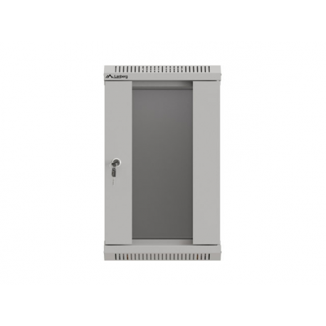 Lanberg WF11 Series - Rack cabinet - 300 x 300, with glass door, flat pack - wall mountable - grey, RAL 7035 - 9U - 10" - 2