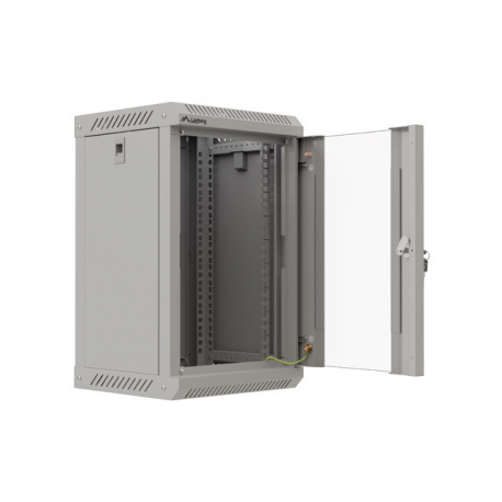 Lanberg WF11 Series - Rack cabinet - 300 x 300, with glass door, flat pack - wall mountable - grey, RAL 7035 - 9U - 10" - 5