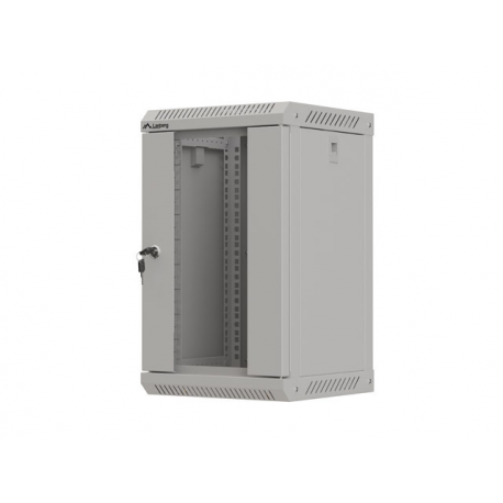 Lanberg WF11 Series - Rack cabinet - 300 x 300, with glass door, flat pack - wall mountable - grey, RAL 7035 - 9U - 10" - 8