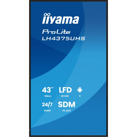 iiyama ProLite LH4375UHS-B2AG - 43" Diagonal Class (42.5" viewable) LED-backlit LCD display - digital signage - with built-in media player, SDM Slot PC - 4K UHD (2160p) 3840 x 2160 - black (bezel), matte finish - 2