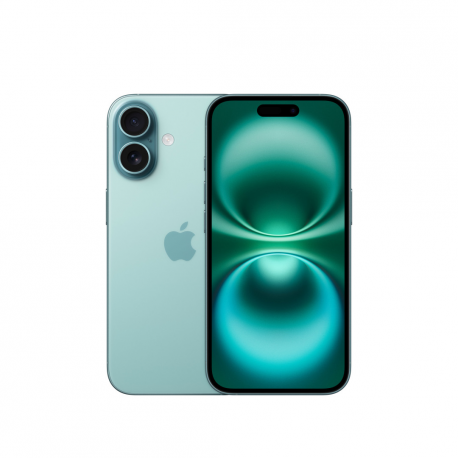 Apple iPhone 16 - 5G smartphone - dual-SIM  /  Internal Memory 128 GB - OLED display - 6.1" - 2556 x 1179 pixels - 2x rear cameras 48 MP, 12 MP - front camera 12 MP - teal - 0