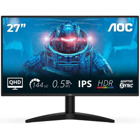 AOC Q27B36X - B36 Series - LCD monitor - 27" - 2560 x 1440 QHD @ 144 Hz - IPS - 300 cd / m² - 1500:1 - HDR10 - 0.5 ms - HDMI, DisplayPort - black - 0